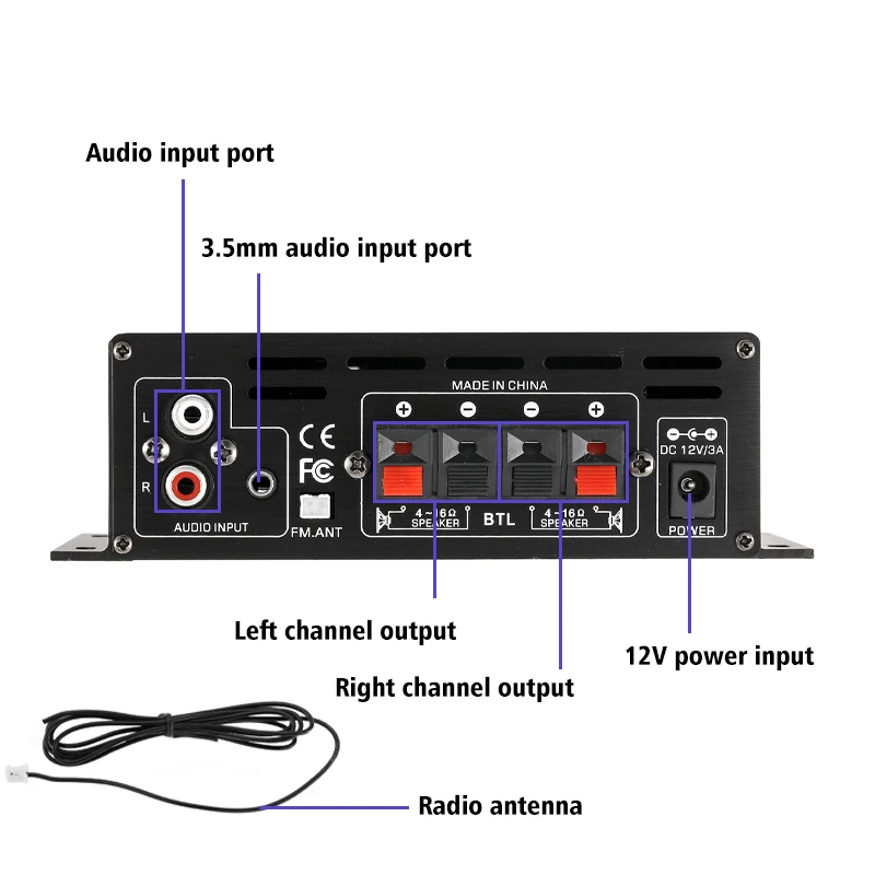 Ak380 ak370 ak170 800w Bluetooth-Verstärker Audio-Karaoke-Heimkino-Verstärker 2-Kanal-Leistungsklasse d Verstärker USB SD Aux