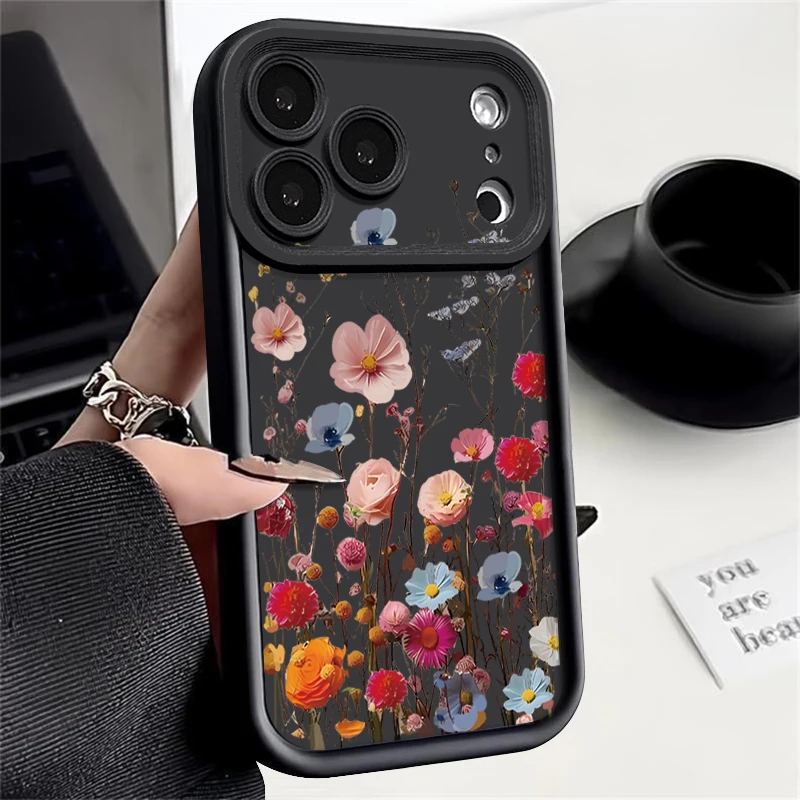 Bunte Blumen Muster Hülle für iPhone 17 16 15 14 13 12 Pro Max 16 17 Pro 11 16e 17 Air Soft TPU Silikon Handyhülle Funda