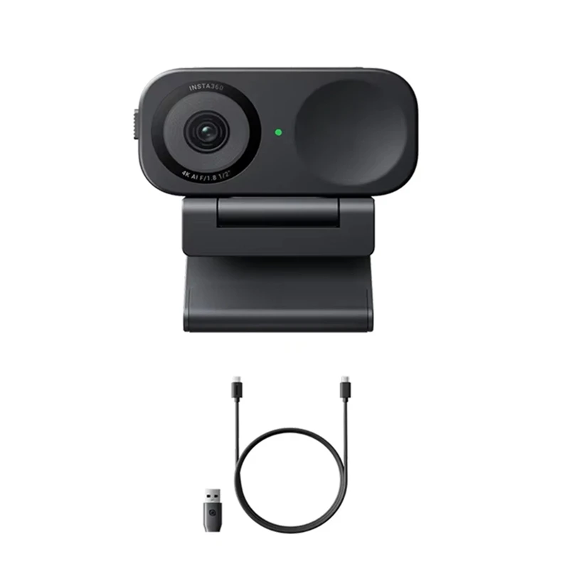 كاميرا ويب Insta360 Link 2C 4K مستشعر متفوق 1/2 بوصة، تأطير تلقائي، HDR، ميكروفون ذكي لإلغاء الضوضاء، كاميرا حية 4K