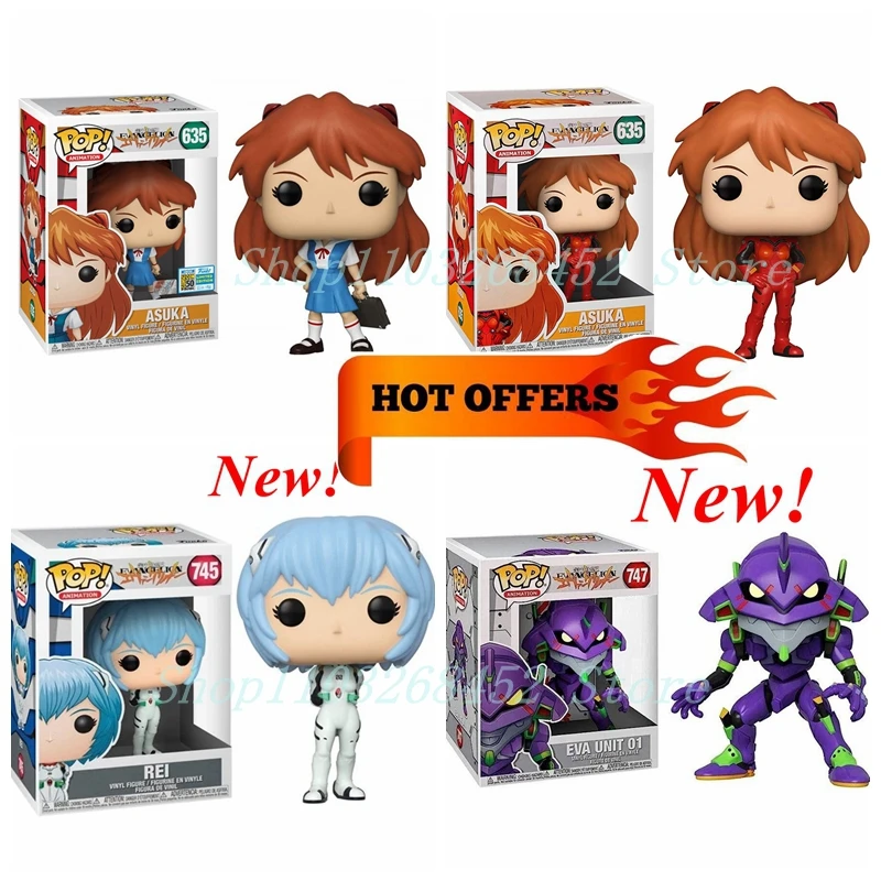 Funko POP Evangelion Asuka #635 Shinji #744 Langley Soryu Rei #745