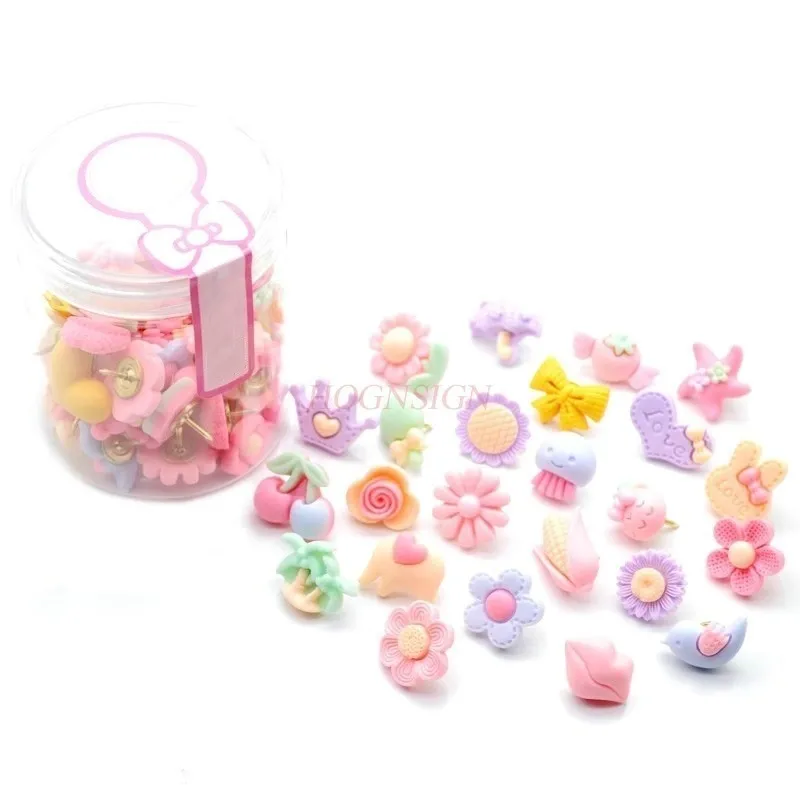 50pcs Resin frosted colored wood clip, press nail, I-shaped nail, creative cork push pin, wall nail