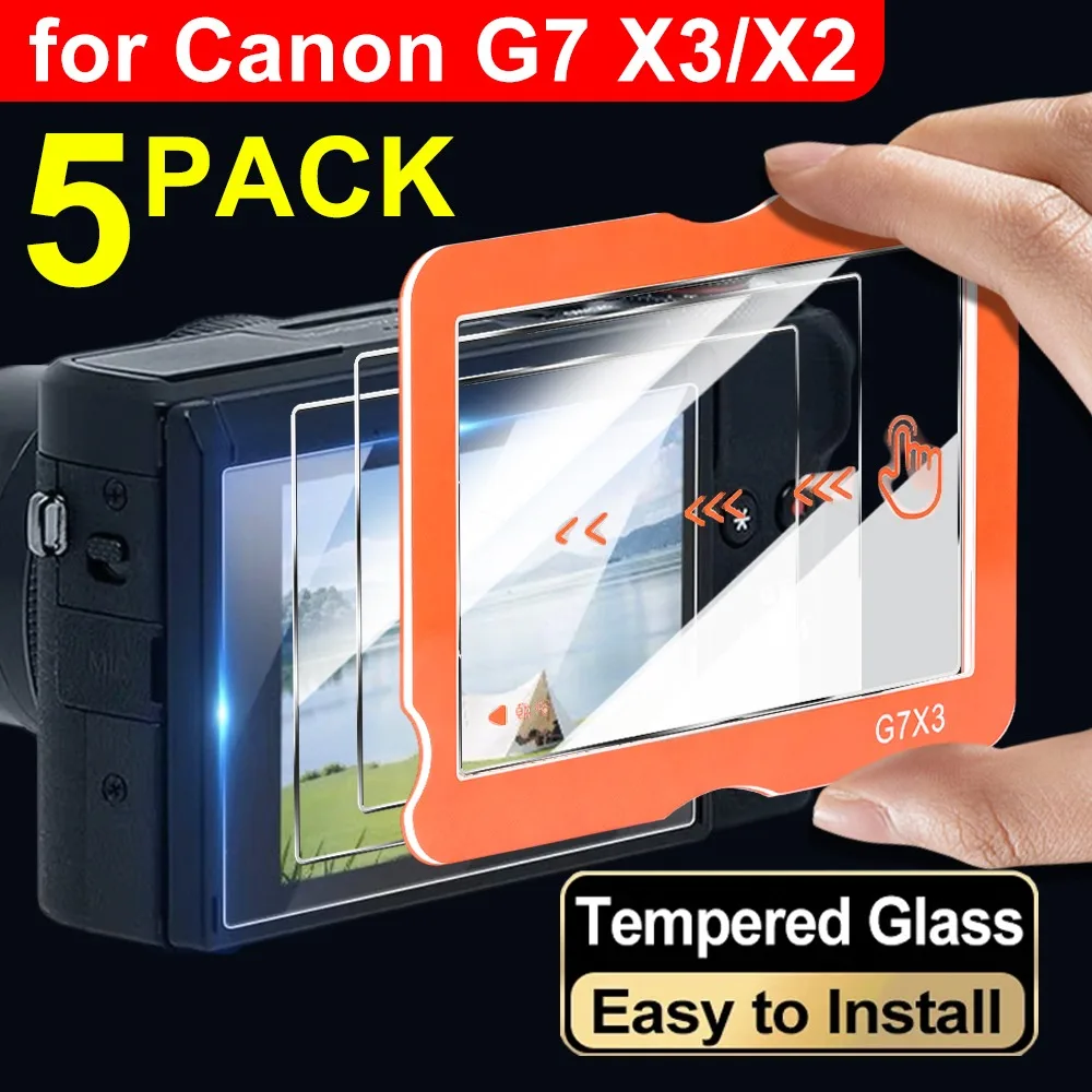 1-5PCS Easy Installation Tempered Glass for Canon PowerShot G7X Mark III G7XII/G9X II/G5X II Screen Protector Anti-Scratch Film