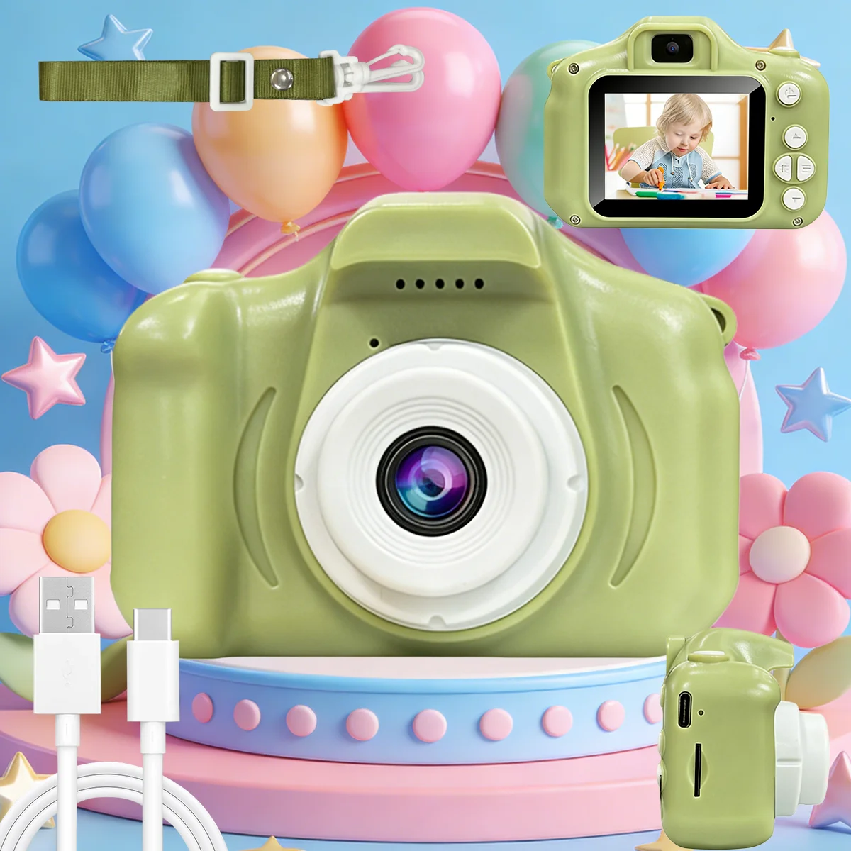 Interaktives Kamera-Spielzeug für Festivals und Partys – Geeignet für Jungen und Mädchen im Alter von 3–10 Jahren, ausgestattet mit einer Objektivabdeckung zum Schutz der Linse.