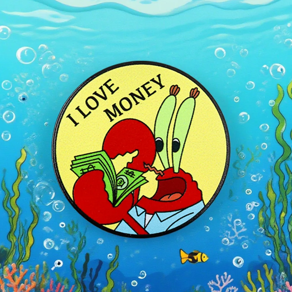 Cartoon Anime Brooch Bikini Bottom Coins Enamel Pin Mr. Krabs and Mr. Pixar Alloy Badge Children's Clothes Bag Decorations Gift