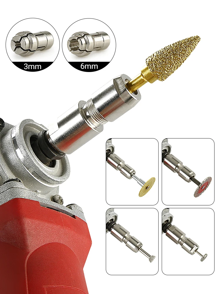 6/3mm Universal-Winkelschleifer-Adapter für Geradschleifer, Spannfuttertyp, M10 M14 5/8-11 Gewinde, Schleif- und Schneidwerkzeug – Detail 8
