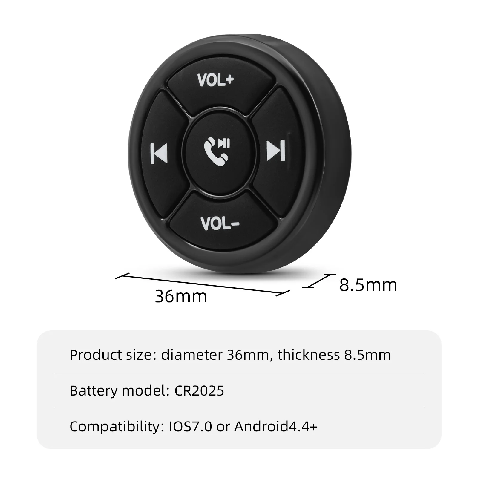 5 Keys Wireless Media Button Remote Controller Car Motorcycle Bike Steering Wheel Music Player for Android IOS Phone K0182