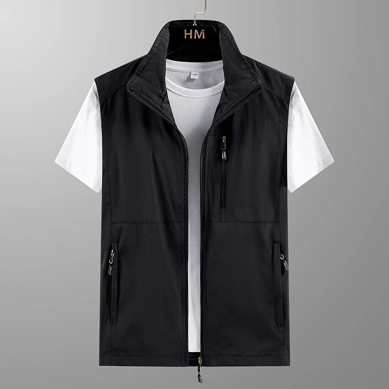 Mesh Vest Men Spring Summer Male Breathable Multi Pocket Waistcoat Mens Baggy 7XL Vest Many Pockets Sleeveless Jacket JJ1513