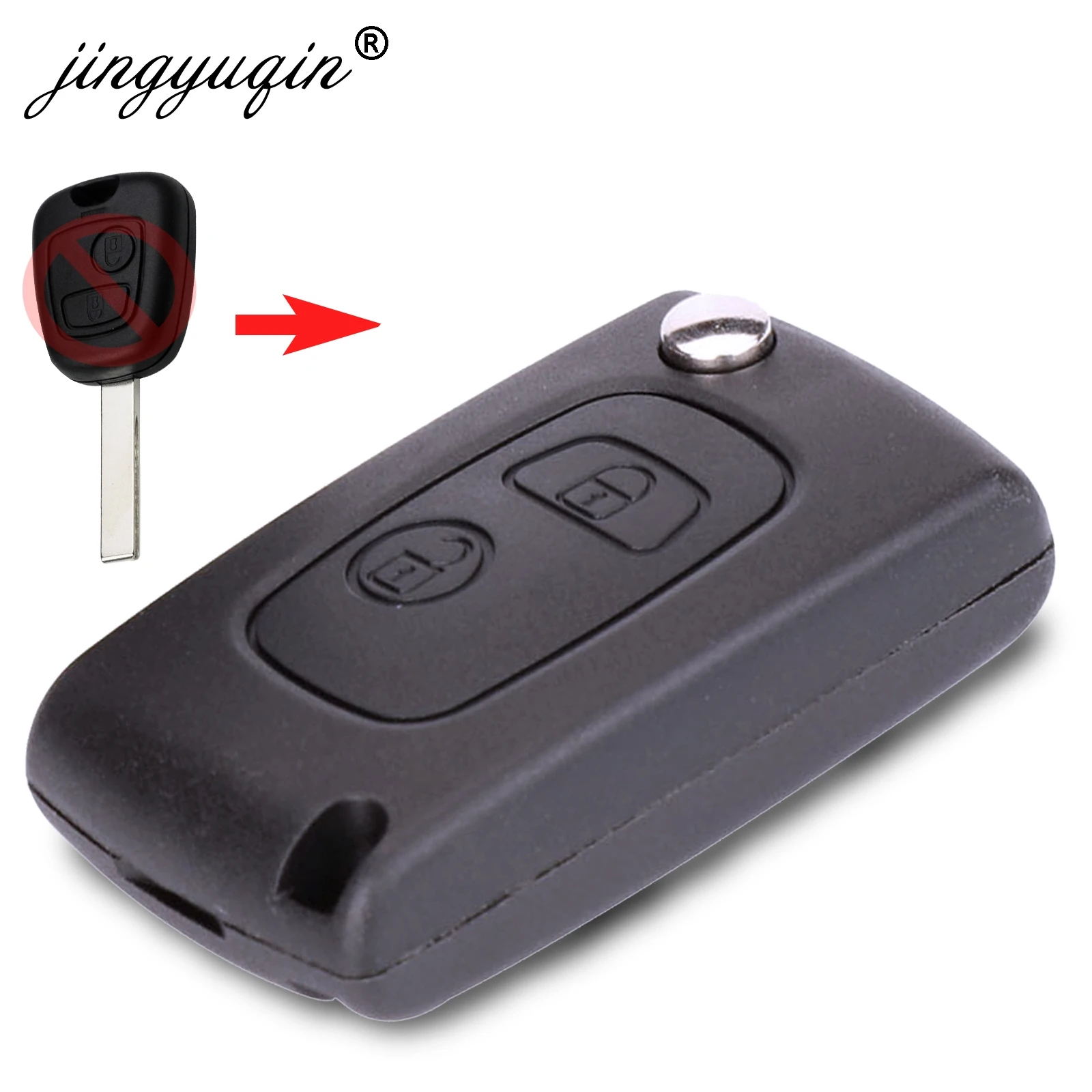 jingyuqin 10pcs/lot Flip 2 Button Remote Car Key Case Shell For Peugeot 107 207 407 106 206 306 Modified VA2 Key Fob