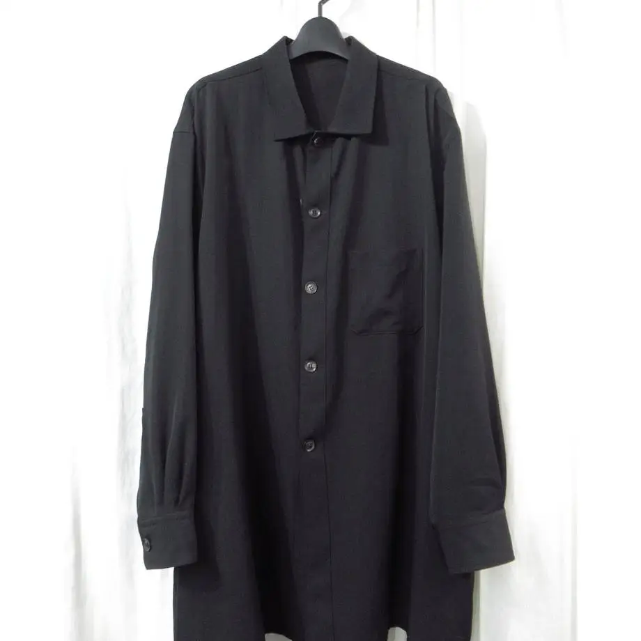 

ТОП-ЯМАМОТО ® Минималистичная черная рубашка с длинными рукавами, мужской свободный кардиган на пуговицах с лацканами