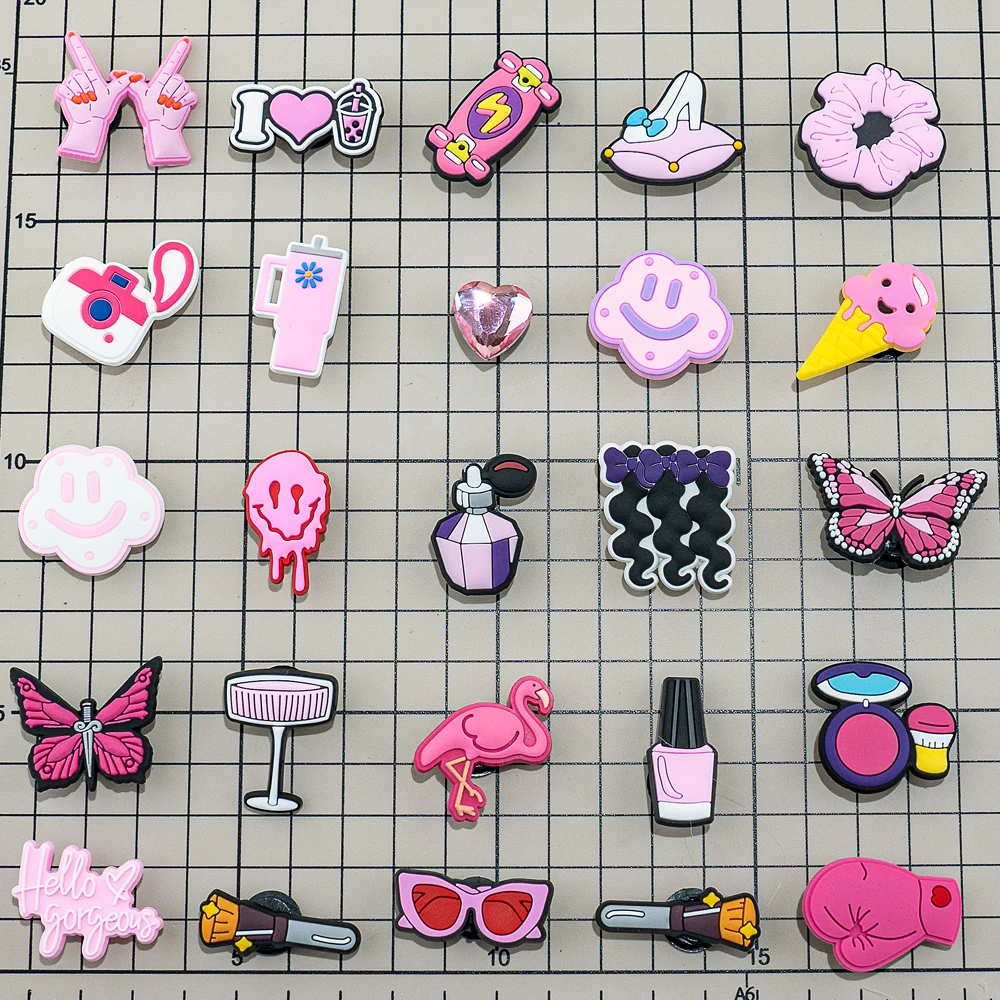 20//50/100 Stück zufällige rosa Schuhanhänger für Frauen, Make-up-Schuhdekorationen, Anstecknadeln für Mädchen, Geschenke, Sandale, Zubehör, Flamingos – Detail 8