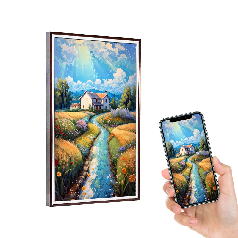 New Arrival Wall Mounted Picture Video Frames 65 Inch Wood Digital Photo Frames App Share Digital Photo Frame