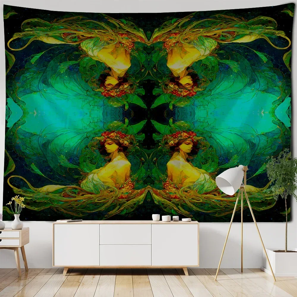 

Tapestry Wall Hanging Retro Mermaid Art Aesthetics Tapestry Bedroom Decoration Bohemian Hippy Fantasy Home Art Wall Decoration