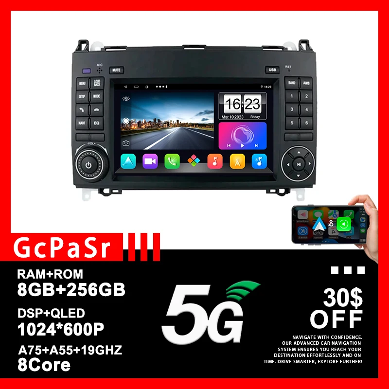 

7 Inch Auto Radio Android 13 Car For Mercedes Sprinter W906 Benz B200 A B Class W169 W245 Viano Vito W639 Stereo Head Unit wifi