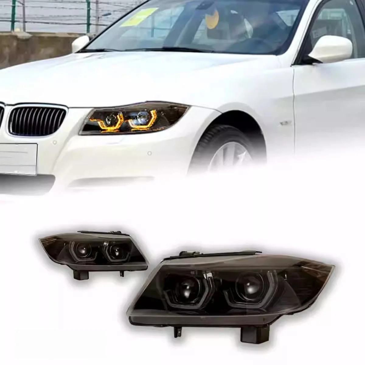 

LED Headlights for BMW 3 Series Headlights Assembly for E90 with Laser Lens LED DRL Turn Signals 2005 to 2012