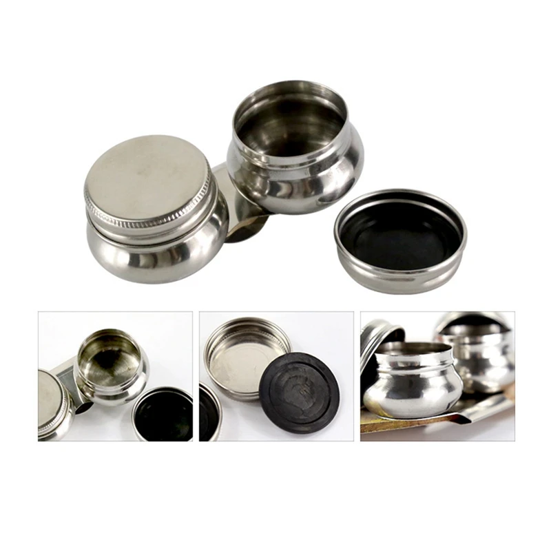 2 Pack Paint Pot Container Cup Painting Palette Cups With Lid And Clip Double Dippers Stainless Steel For Oil Painting