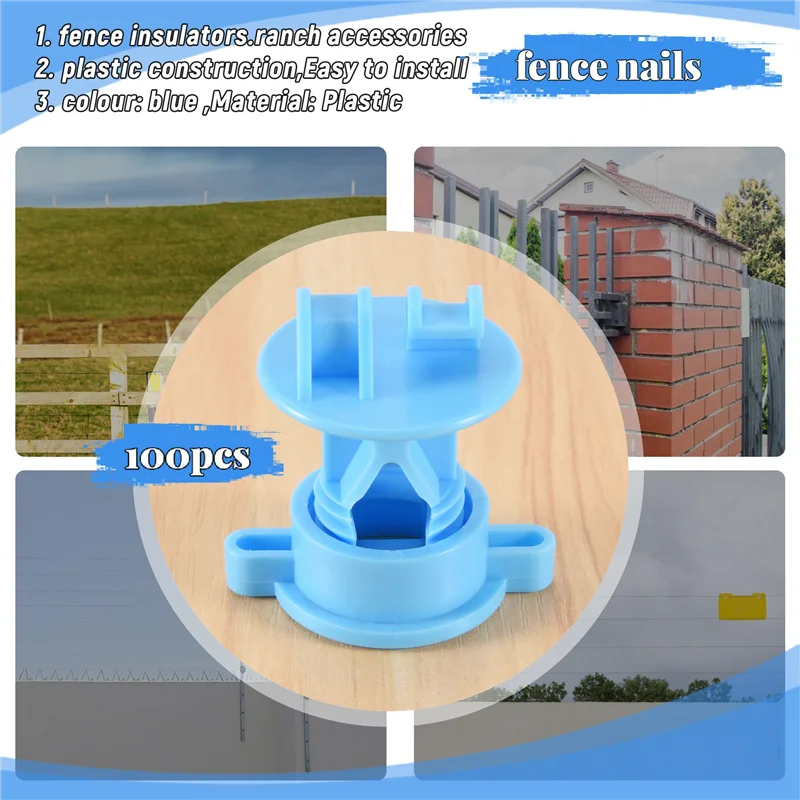 Isolateurs de fil de clôture électrique, 100 pièces, accessoires de clôture électronique à impulsion, isolant de pôle central-AB09