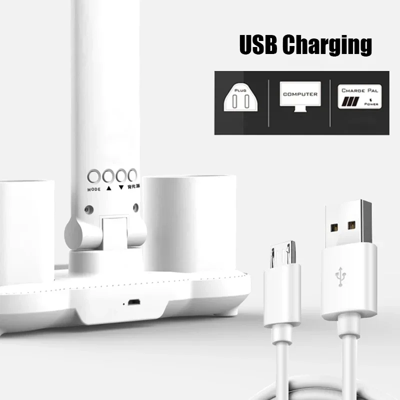 Imagem -05 - Candeeiro de Mesa Led Multifuncional Dobrável com Ventilador Relógio de Calendário Relógio Proteção Ocular Luz Noturna Usb 3in 1