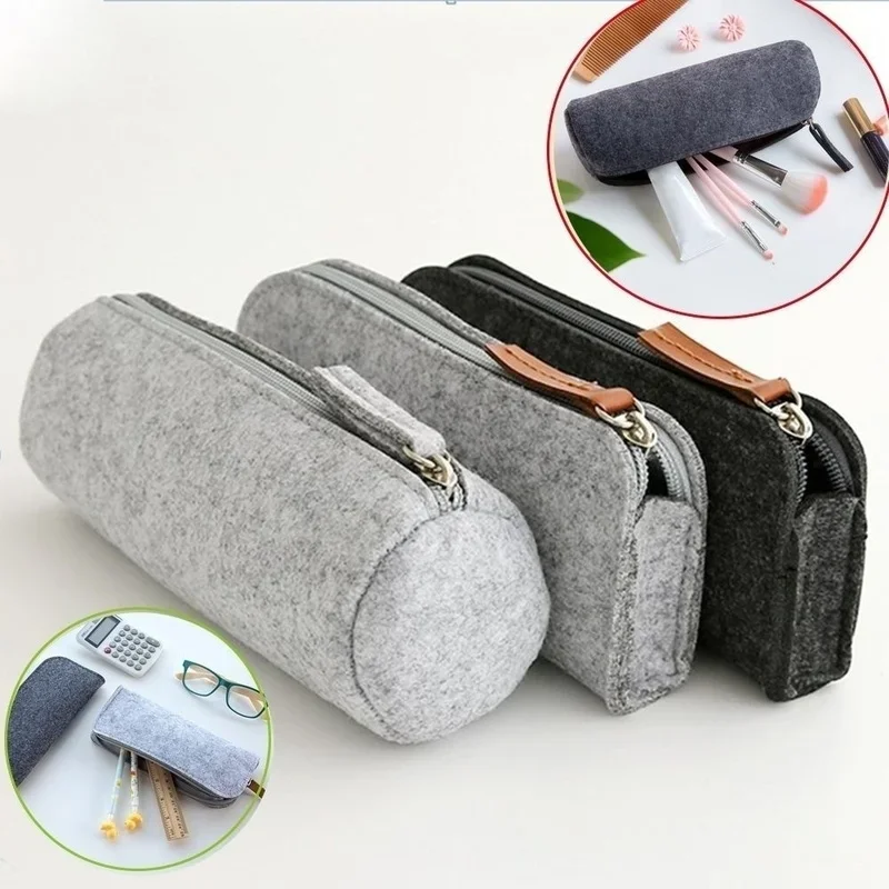 Imagem -03 - Retro Felt Pencil Pen Case Maquiagem Cosmética Coin Pouch Zipper Bolsa Bolsa Portátil Papelaria Escolar Material de Escritório