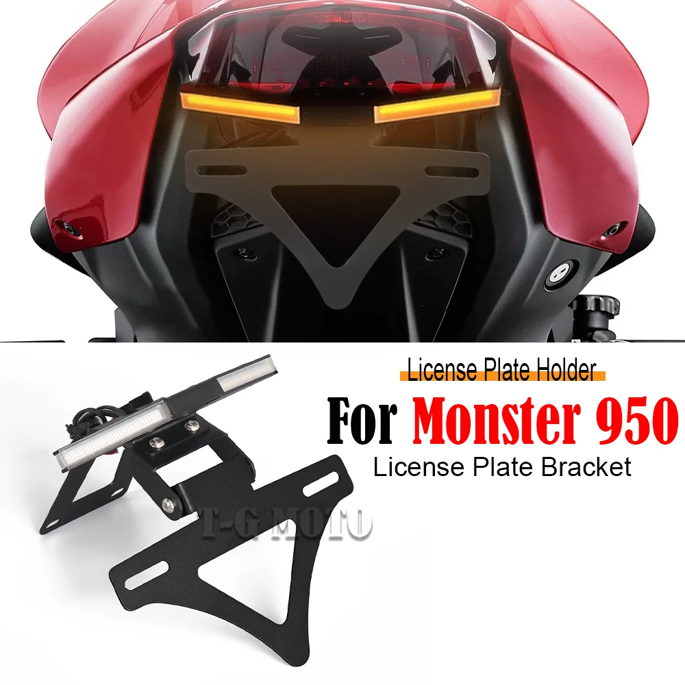 

For Ducati Monster 950 Tail Tidy Fender Eliminator Monster950 2021 2022 2023 ﻿Motorcycle License Plate Holder LED Turn Signal