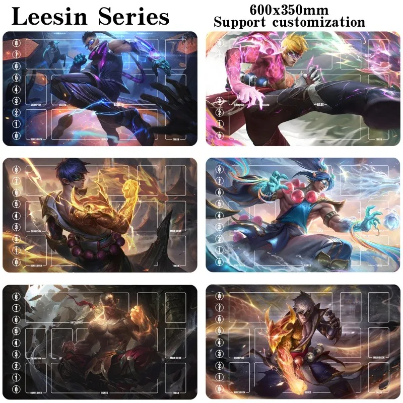 جديد Riftbound Leesin سلسلة 600x350 مللي متر لاعب واحد الميدان بطاقة معركة Playmat بطاقة شبكة مخيط حافة لوح مطاطي لعبة حصيرة لعبة #1