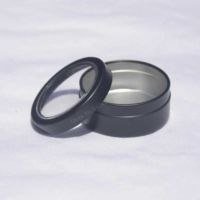 100pcs 20ml Nail Art Accessories Storage Box Aluminum Jars with Clear Window Empty Cosmetic Metal Tin Containers Packaging Cans