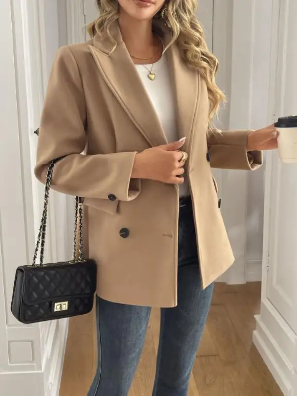 2025秋冬新作 レディースファッション レジャー バケーション 無地 長袖ジャケット、コート、婦人服