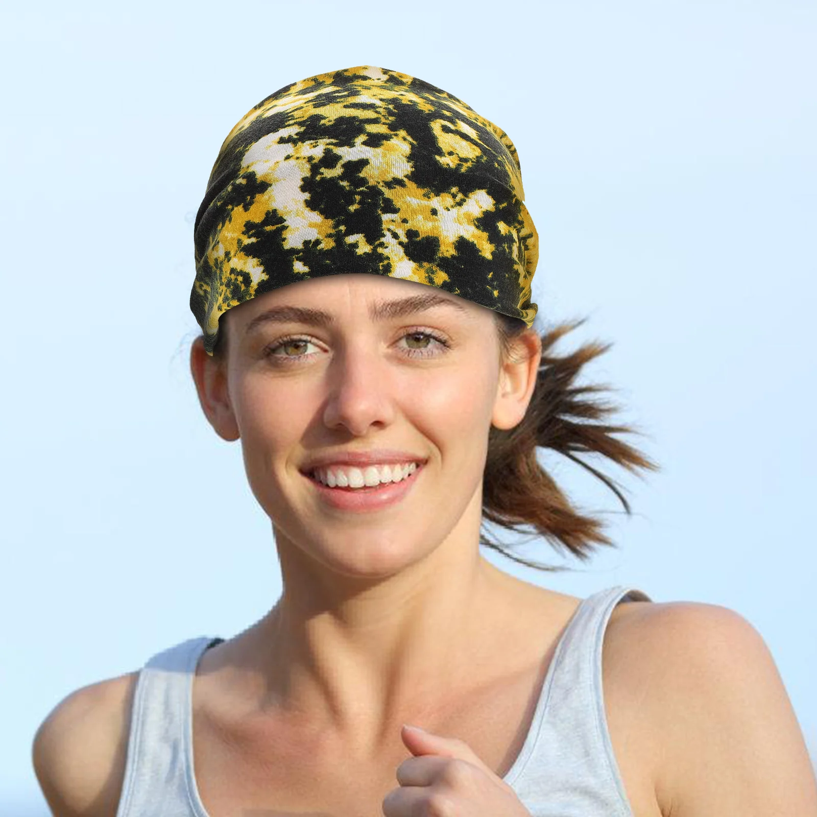 

2Pcs Yoga Headbands Tie Dye Sweat Absorbent Wide Band Non Slip Elastic Athletic Hair Band for Workout Running Gym Sports