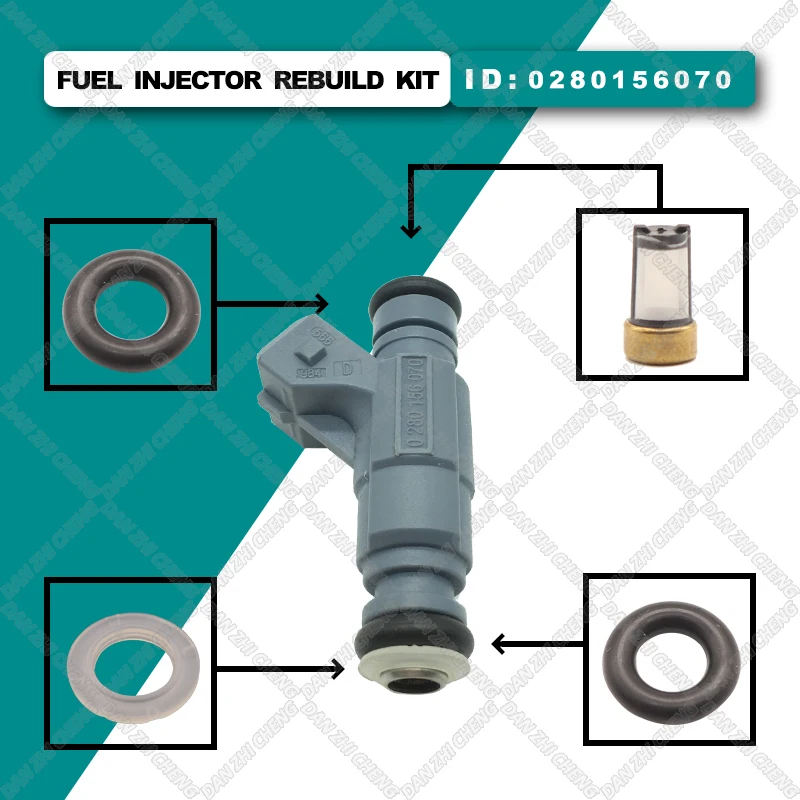 4 set Fuel Injector Service Repair Kit Filters Orings Seals Grommets for Audi A4 A6 VW Passat 1.8 06B133551N 0280156070