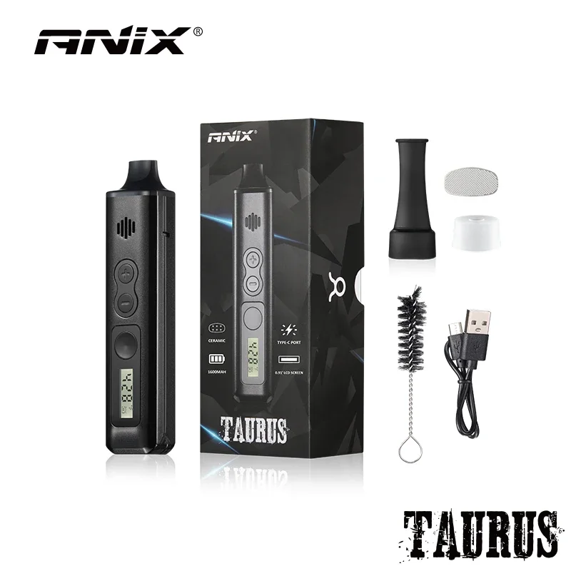 E Cigarettes ANIX TAURUS Dry Herb Vaporizer Ceramic Chamber Handheld Personal Mod with Temperature Control Tobacco Herbal Vape