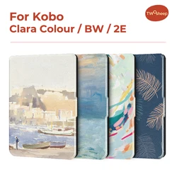 Twosheep 6-inch Case for Kobo Clara BW Clara Colour Clara 2E TPU Magnetic Flip Auto Wake Sleep TPU soft Cover Oil painting Monet