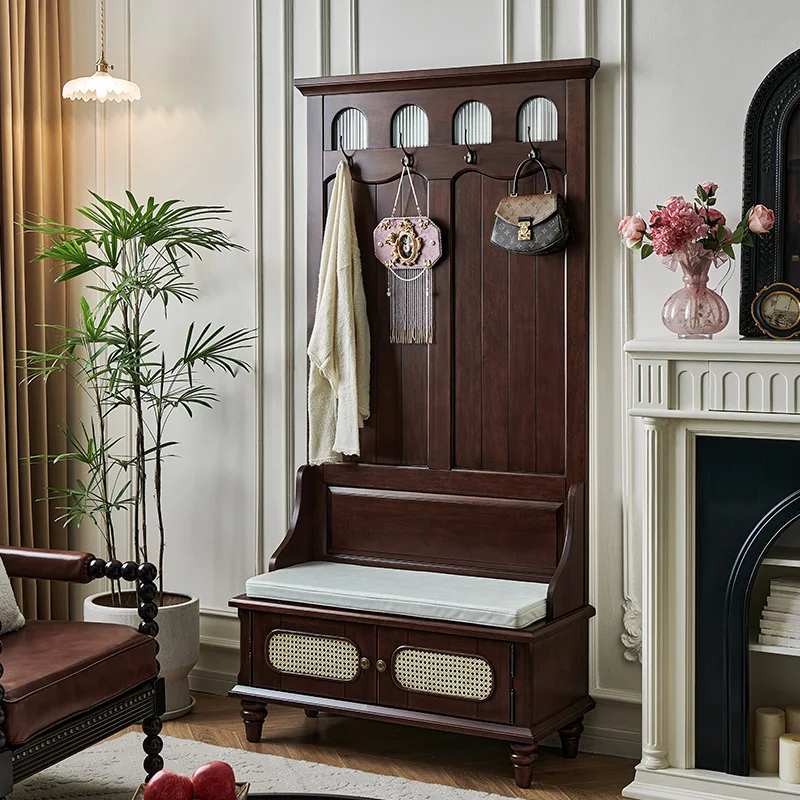 

wood porch is facing the entrance door, living room partition block sofa screen storage shoe cabinet integrated hall cabinet
