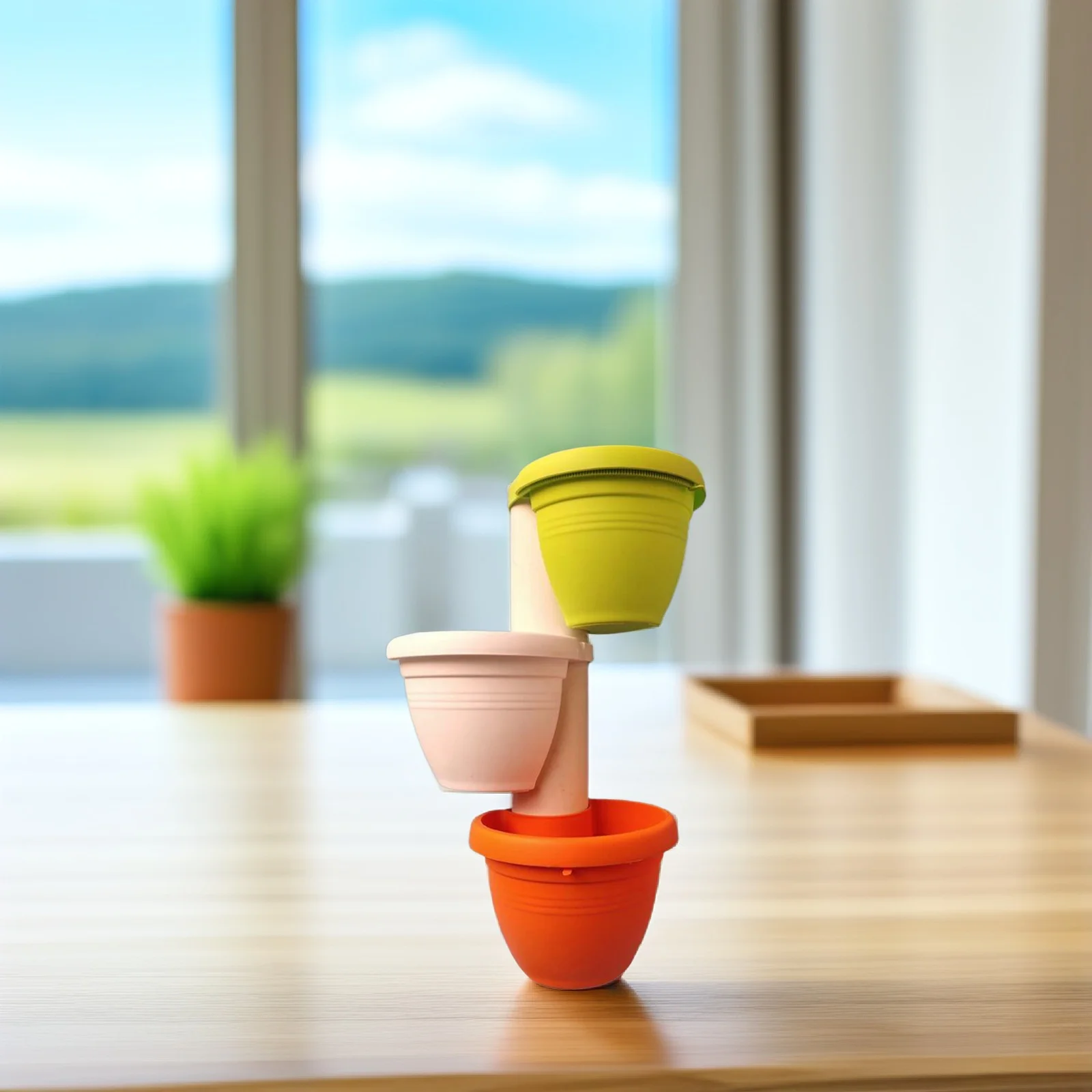 

3Pcs Drain Flowerpots Plastic Durable Hanging Flower Pot for Household Garden Balcony Decoration Pipe Style Flowerpot