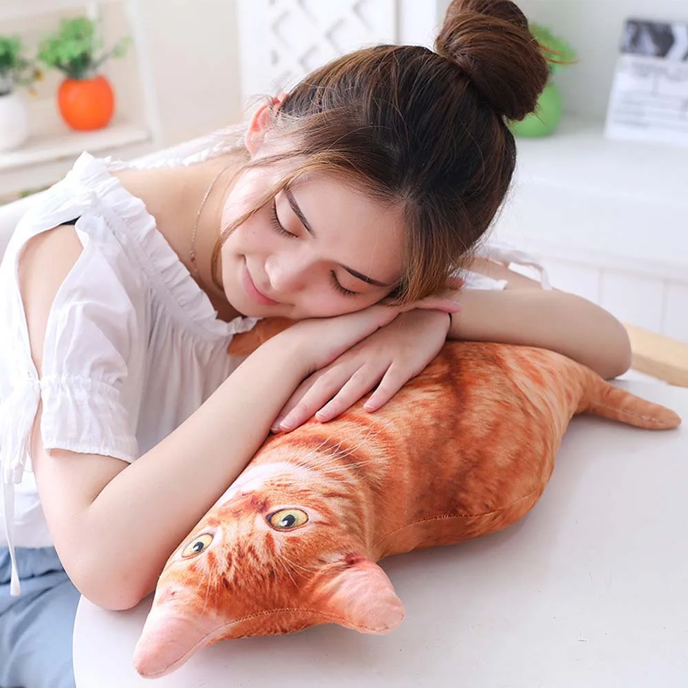 3D Cat Figures Throw Pillow for Kids, Simulação Suave, Cat Shape Cushion, Decoração do Sofá, Brinquedos de pelúcia dos desenhos animados, Amigos Presentes