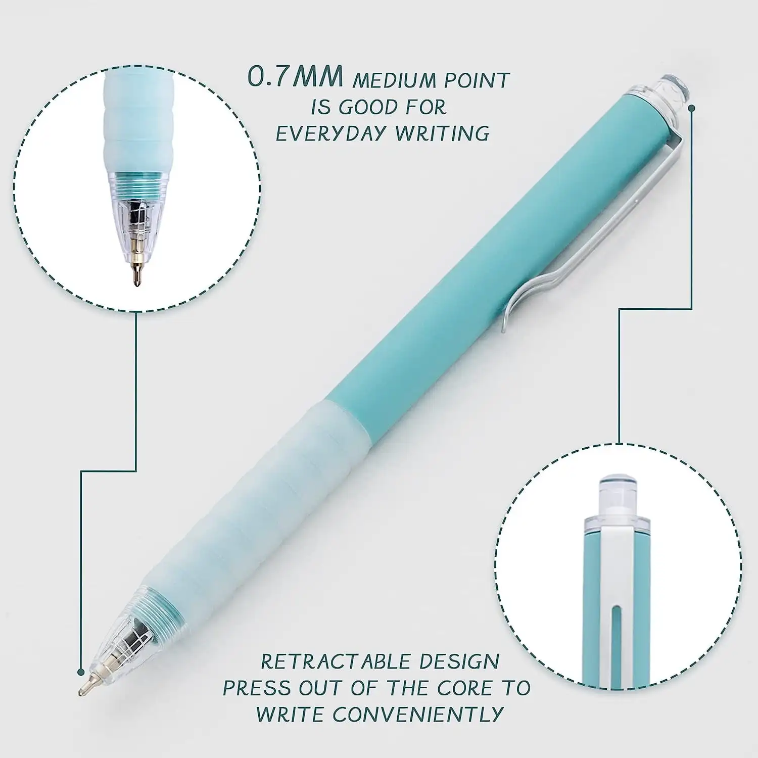 Ballpoint Pens Black Retractable Ink Writing Pen Office 0.7mm Ball Point Pen for Journaling (12-count)
