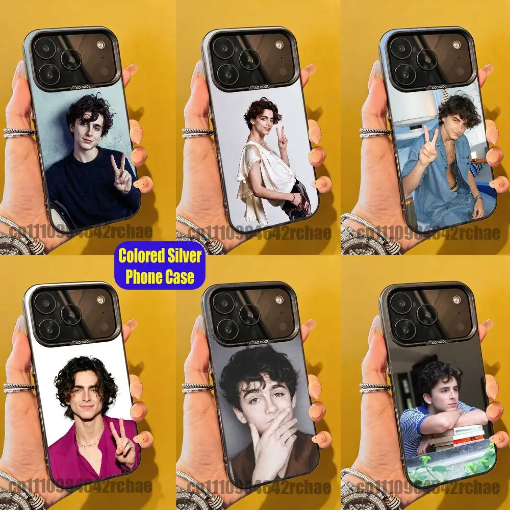 

For Actor T-Timothee C-Chalamet Phone Case iPhone 15,12,11,14,13,16,17,E,Max,Plus,Air,Pro,Mini Colored Silver Cover