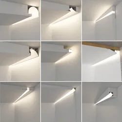 Support de canal de profil en aluminium LED encastré, intérieur, maison, plafond, mur, barre de rétroéclairage, lumière linéaire, éclairage décoratif indirect, 1m