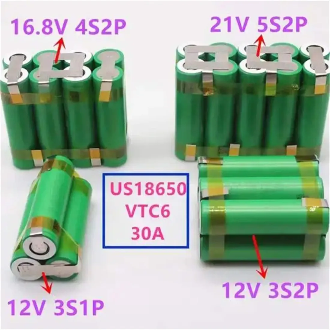 

Original battery 18650 VTC6 2S1P-6S2P 3000-6000 mAh high capacity customizable for screwdriver welding batteries