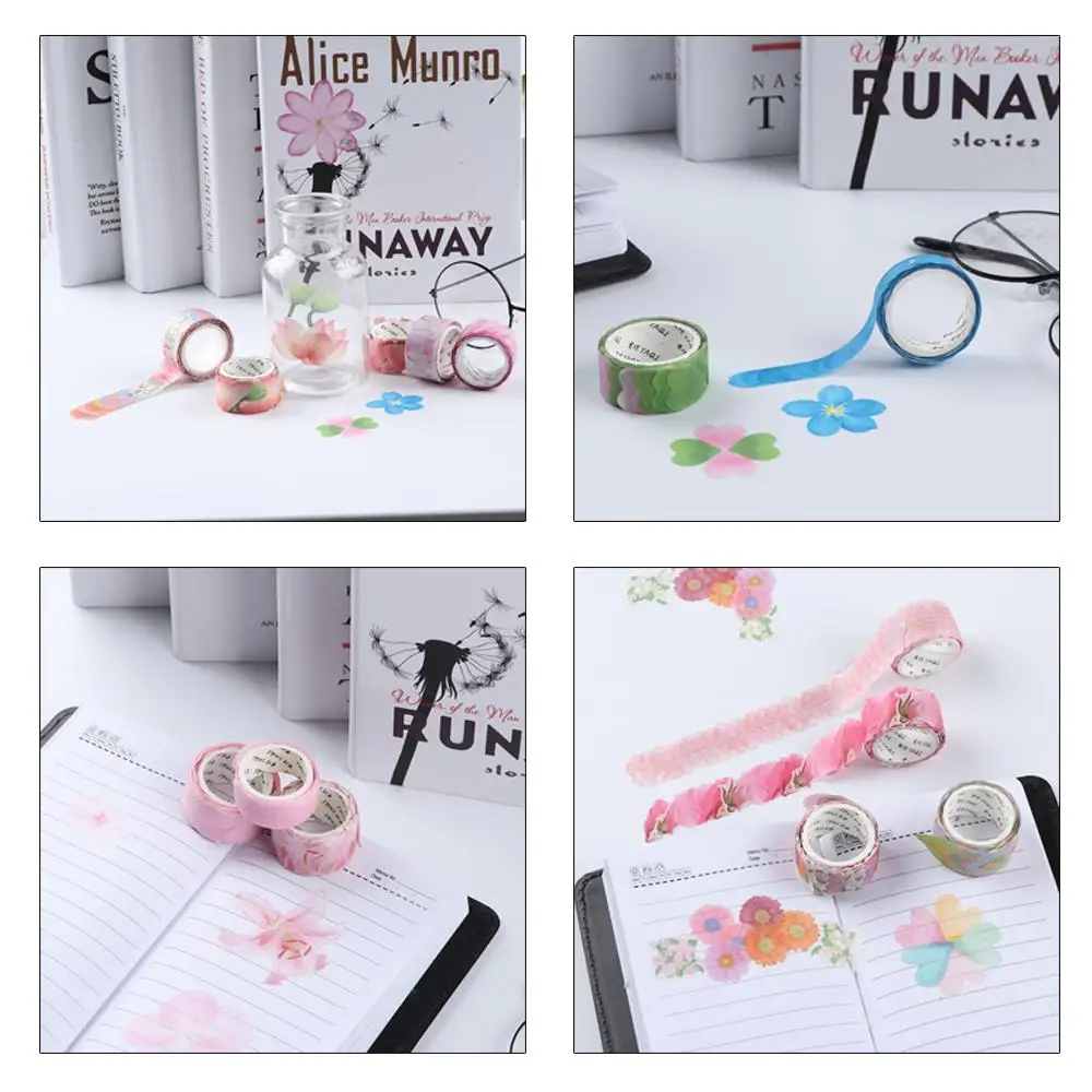 200PCS Adhesive Decorative Stylish Sticky Paper Masking Tape Flower Petals Tape Scrapbooking