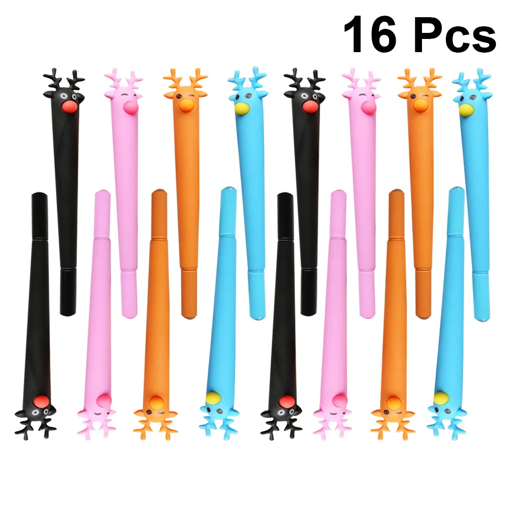 

16Pcs Cartoon Ballpoint Pen Set Deer Shape Smooth Writing Comfortable Hand Feeling Office Home School Stationery Gift