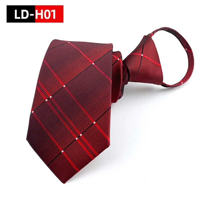 7cm Mens Tie Pre-tied Business Wedding Easy Wear Neck Tie Zipper Lazy Pre-tied Korean Style Striped Solid Necktie