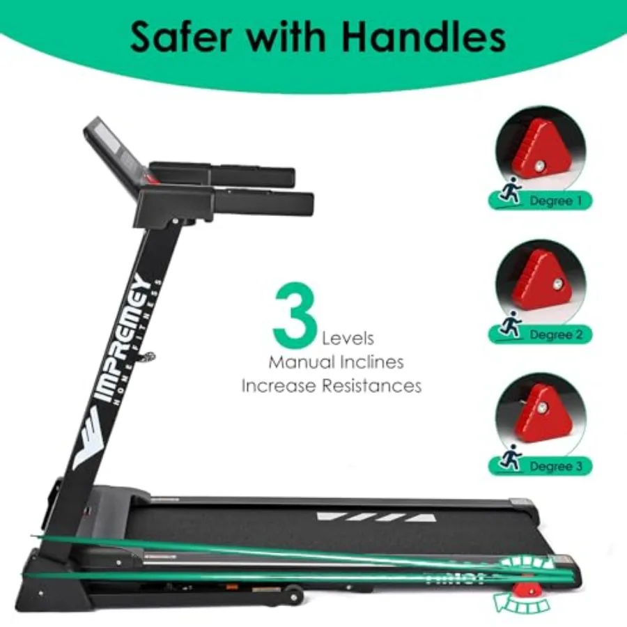 جهاز سير كهربائي مدمج مع تعديل مائل 42 × 16 حزام تشغيل كبير لمراقبة معدل ضربات القلب 64 برامج تمرين محددة مسبقًا #5