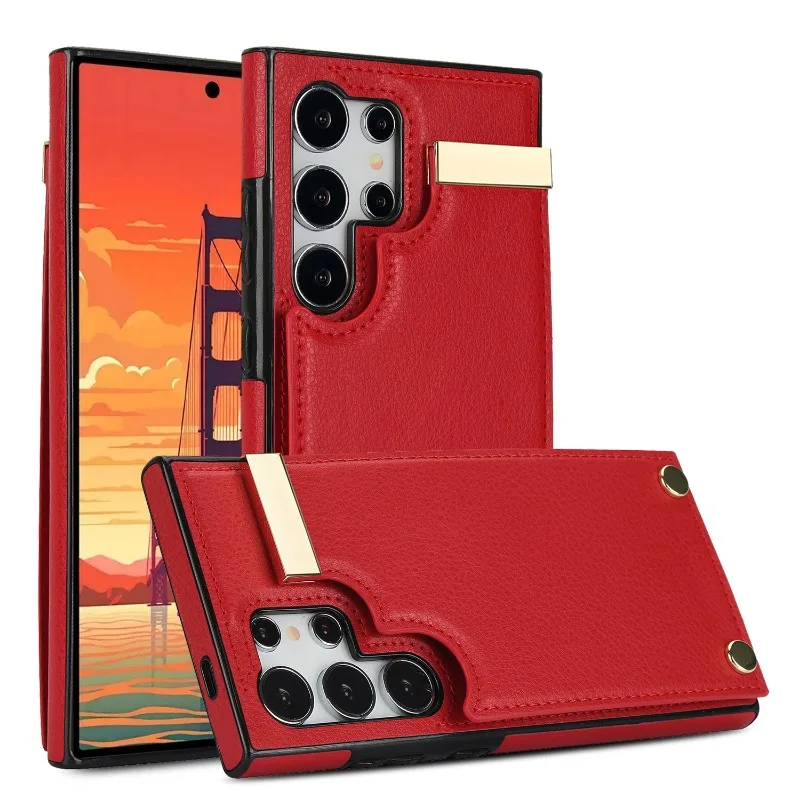 Organ Card Slot Leather Phone Case for Samsung Galaxy S21 S23 FE S24 S22 Ultra Plus A15 A54 A53 A52S A14 A13 Wallet Cover