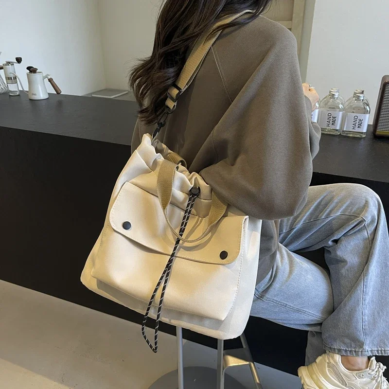 Waterproof Oxford Women's Tote Bag Crossbody Shopper Bag Removable Shoulder Strap Handbags Drawstring Shoulder Bags for Women