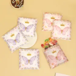 50pcs Butterfly Party Gift Bags Candy Biscuit Packing Bag Butterfly Treat Bag For Birthday Supplies Horse Party Decor