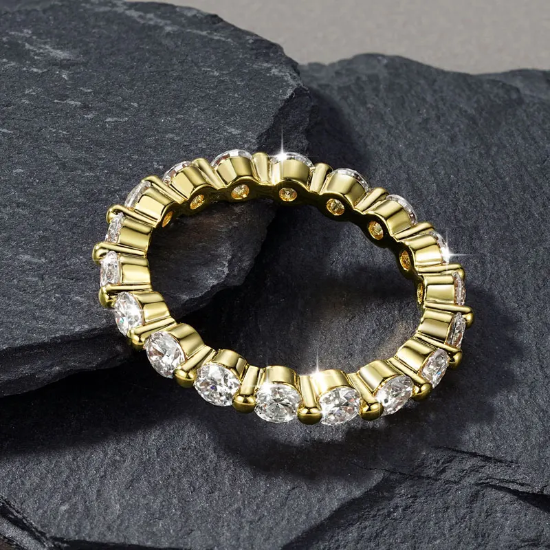 

Кольцо Ehhai GRA с сертифицированным муассанитом 3 мм, полностью инкрустированное, для помолвки, многослойное, для женщин, из золота 14K, свадебные украшения, подарки