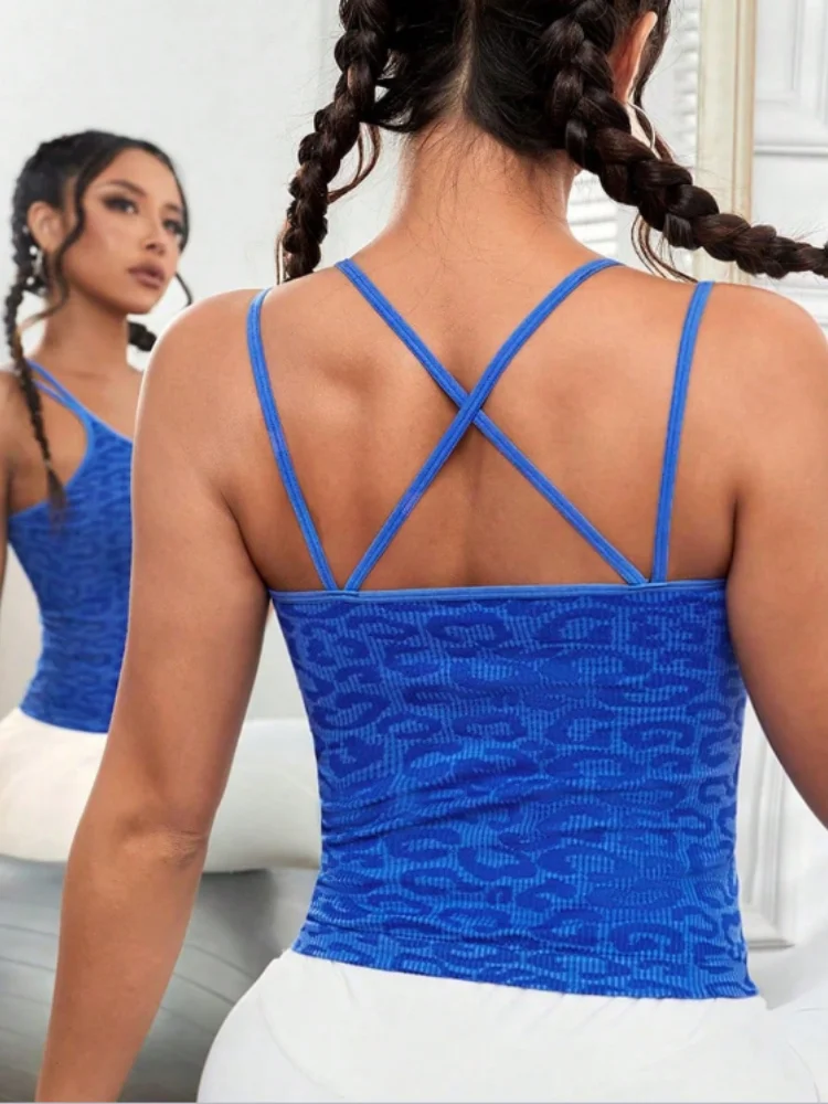 

Women's retro camisole yoga vest slim fit sexy sleeveless thin shoulder strap pattern refreshing vest