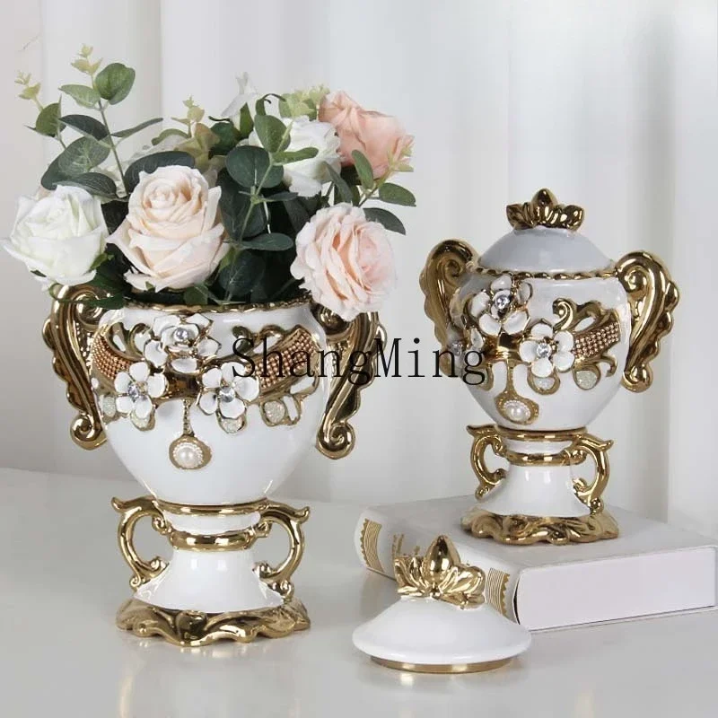 CLL ceramic flower electroplating decal gold, vase handicraft ornament decorative ceramics