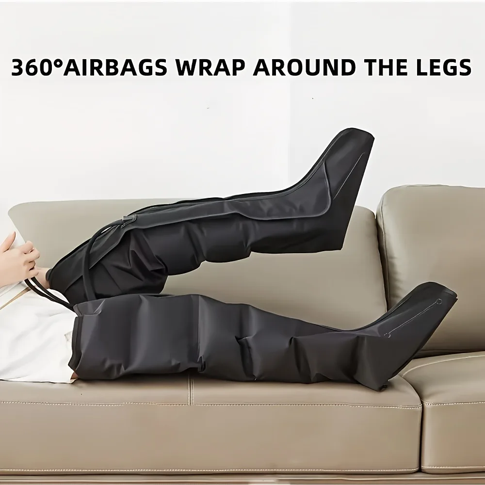 2pcs Professional Air Compression Leg Massager Boots with 6-Airbag Pneumatic, Adjustable Intensity/Speed Modes, Varicose & Muscl