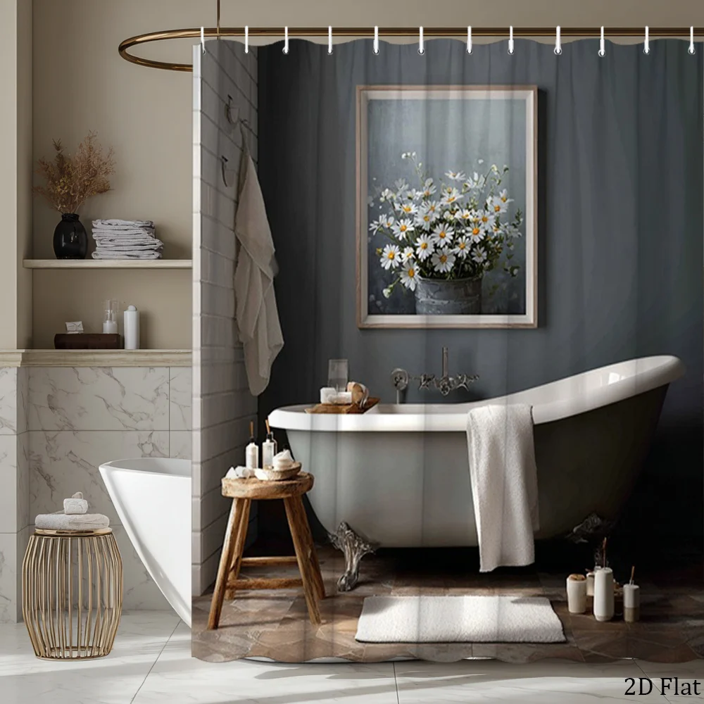 Waterproof Shower Curtain Gray Bathroom Curtain 180x200cm Modern Privacy Shower Screen for Luxury Home Spa Decor - view 6
