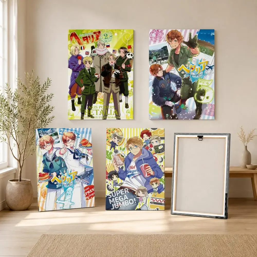 H-hetalia World Stars Axis Powers Framed Wall Painting Wood Framed Canvas Poster Wall Art Bedroom Hallway Bar Office Home Decor
